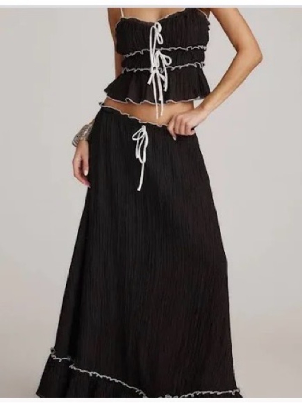 Black Skirt Set with White Trim - Picture 2 of 3